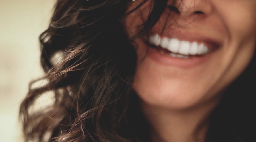 woman's smile from new dental veneers