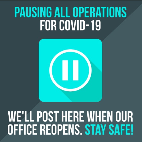 Graphic showing office is closed for COVID-19