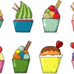Graphic of sugary cupcakes & sweets.