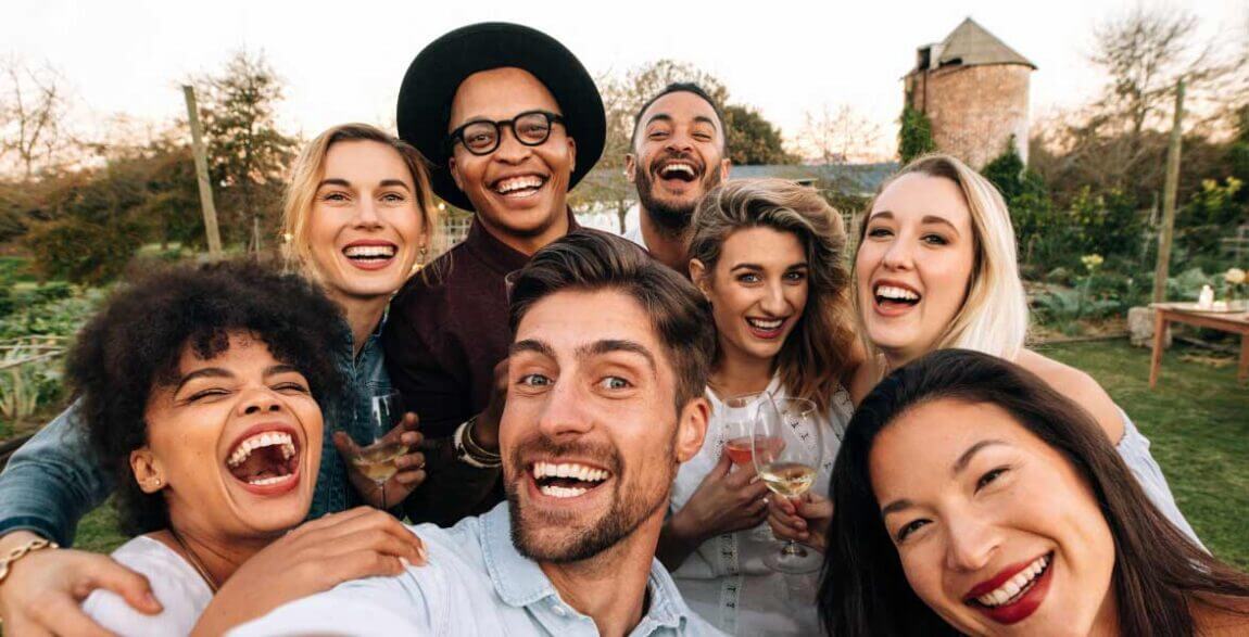 group of friends taking a selfie